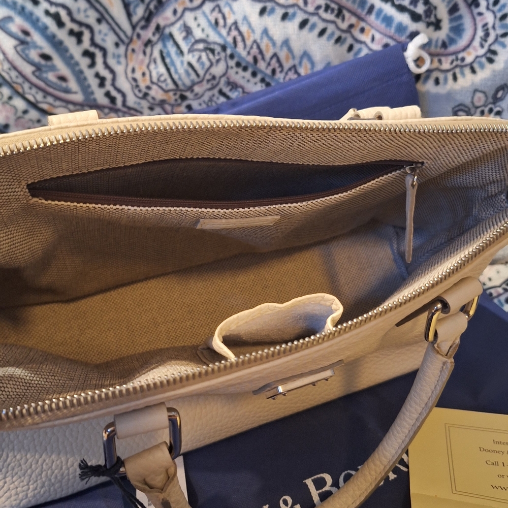 Dooney & Bourke Cream Leather Satchel - Picture 4 of 7